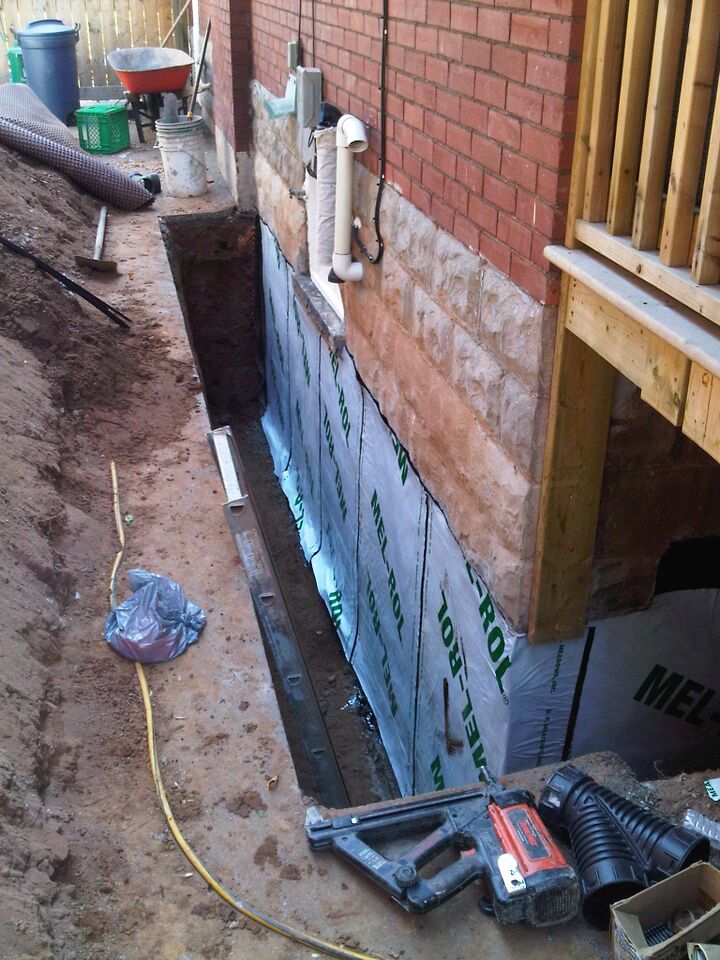 delta ms waterproofing membrane applied to exterior wall