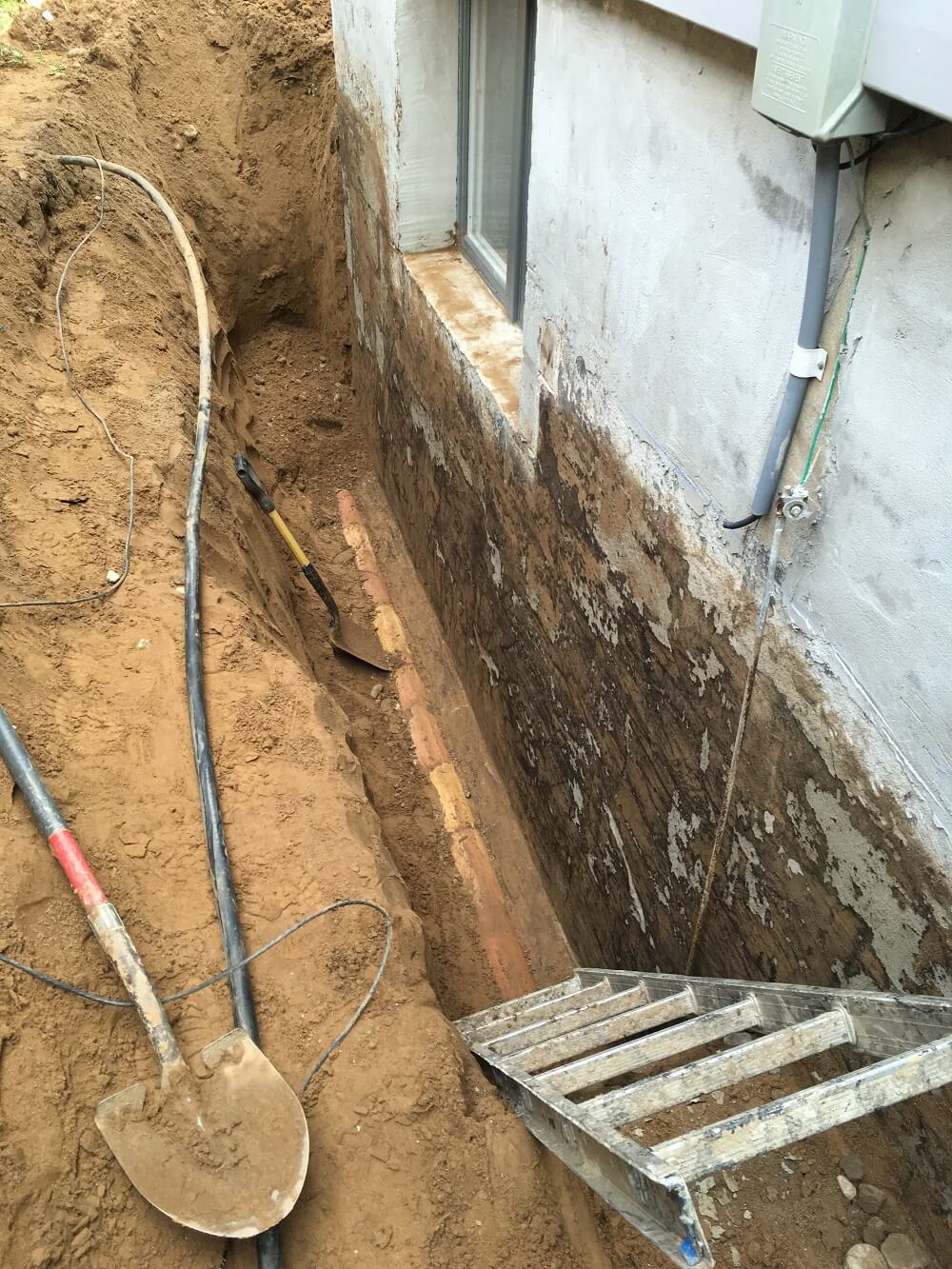 trench waterproofing exterior basement