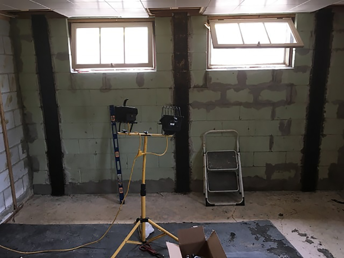 reinforcing walls with carbon fibre strips
