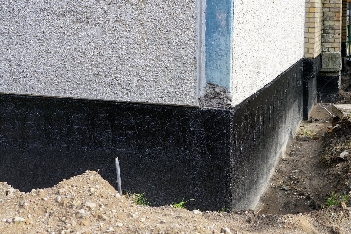 waterproofed foundation wall