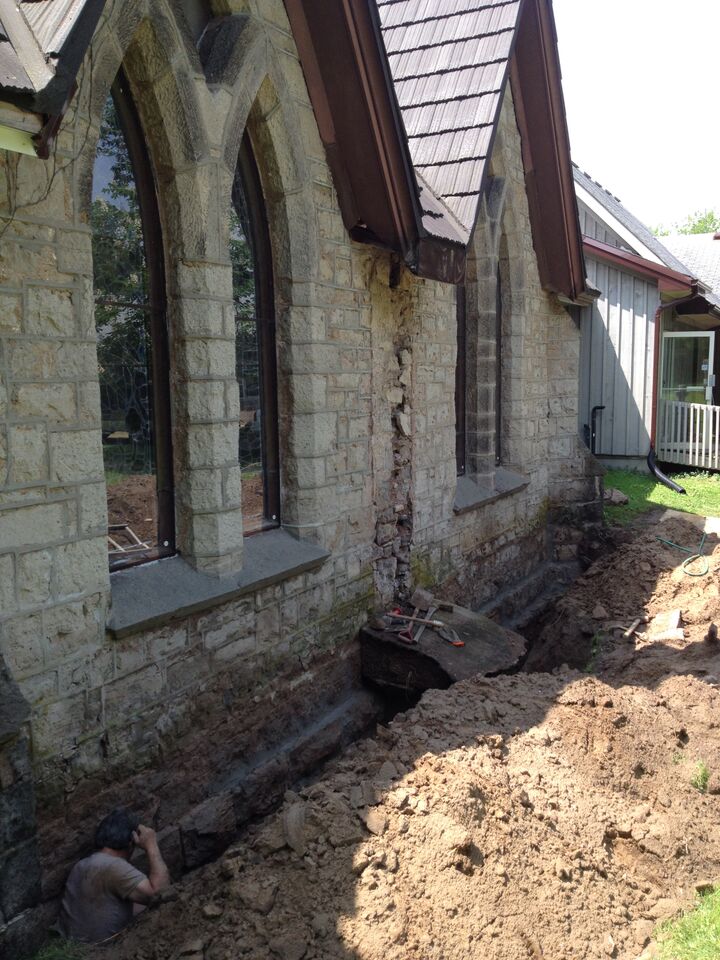 pit-around-stone-foundation stone-foundation